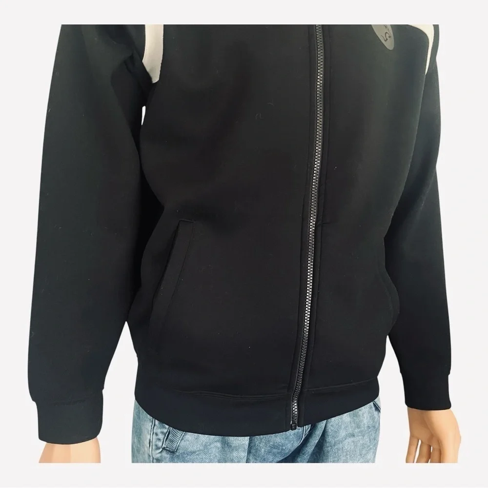 IQ Lion Athletics black sports activewear track jacket zip pockets logo Men M